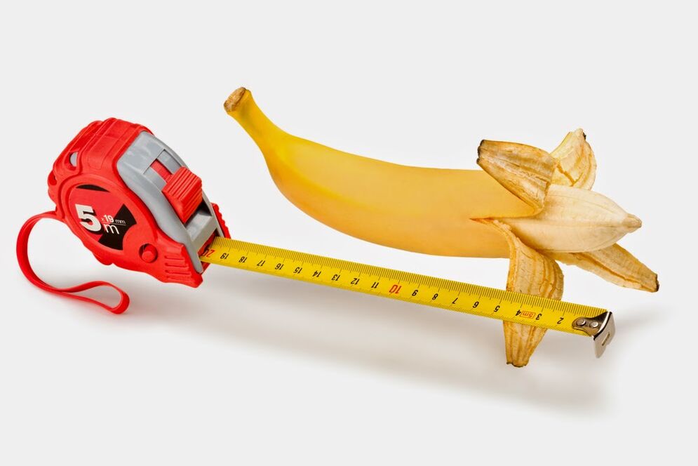 Vermessen eines Penis vor der Vergrößerung am Beispiel einer Banane